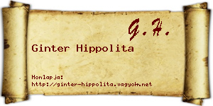 Ginter Hippolita névjegykártya